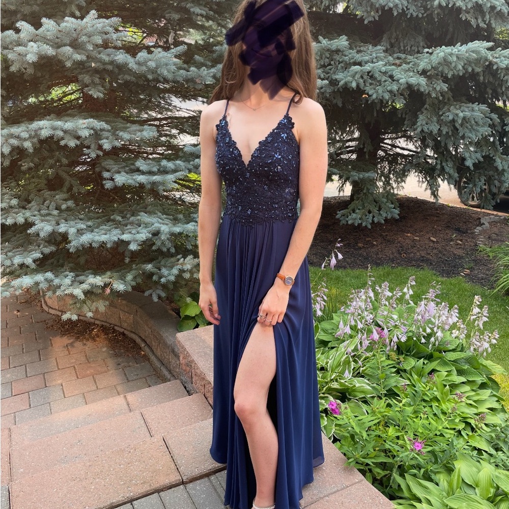 Elegant Navy Blue Evening Dress